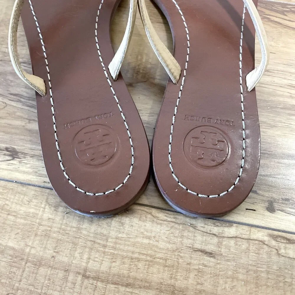 Tory Burch Women's Terra Thong Flip-Flop Sandals Size 8M Nude 5930 A17 Luxury